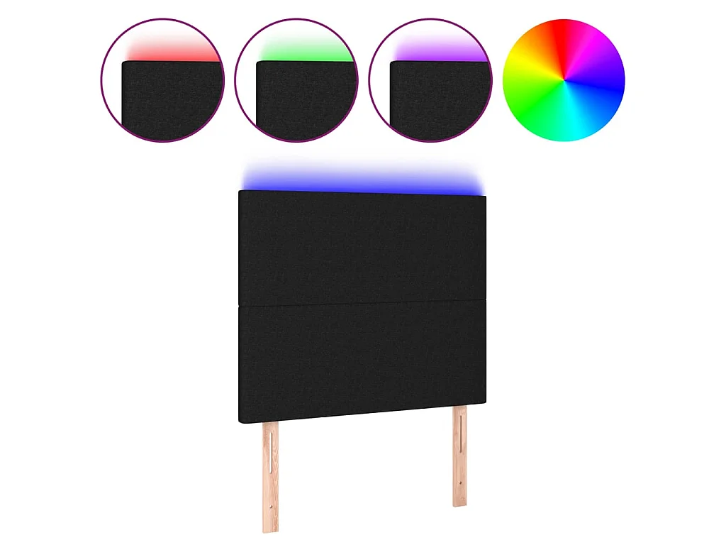 Hoofdbord LED 100x5x118/128 cm stof zwart