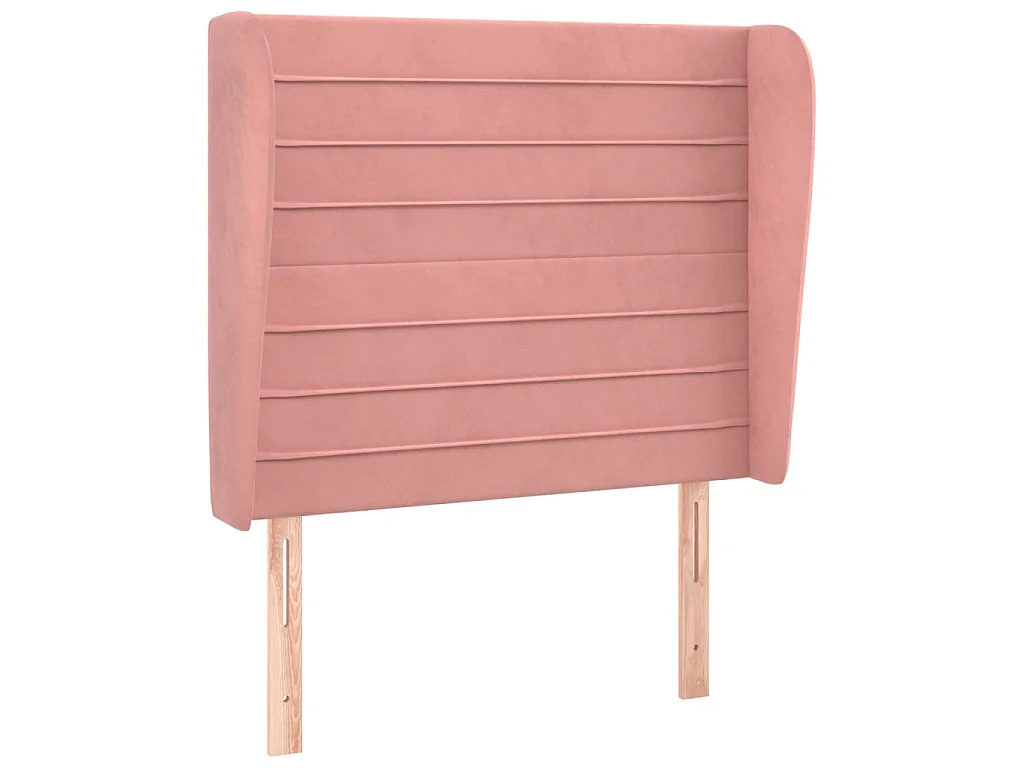 Hoofdbord met randen 103x23x118/128 cm fluweel roze