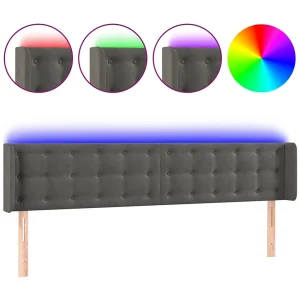 Hoofdbord LED 163x16x78/88 cm fluweel donkergrijs
