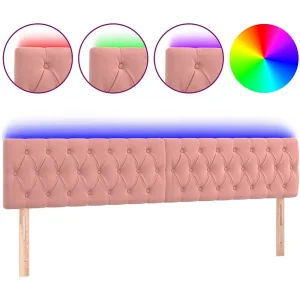 Hoofdbord LED 200x7x78/88 cm fluweel roze