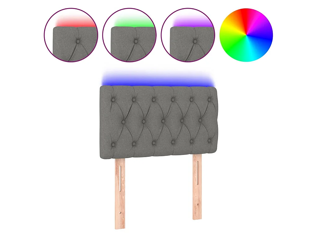Hoofdbord LED 80x7x78/88 cm stof donkergrijs