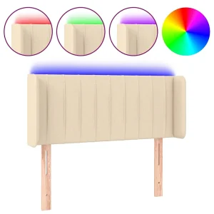 Hoofdbord LED 93x16x78/88 cm stof crèmekleurig