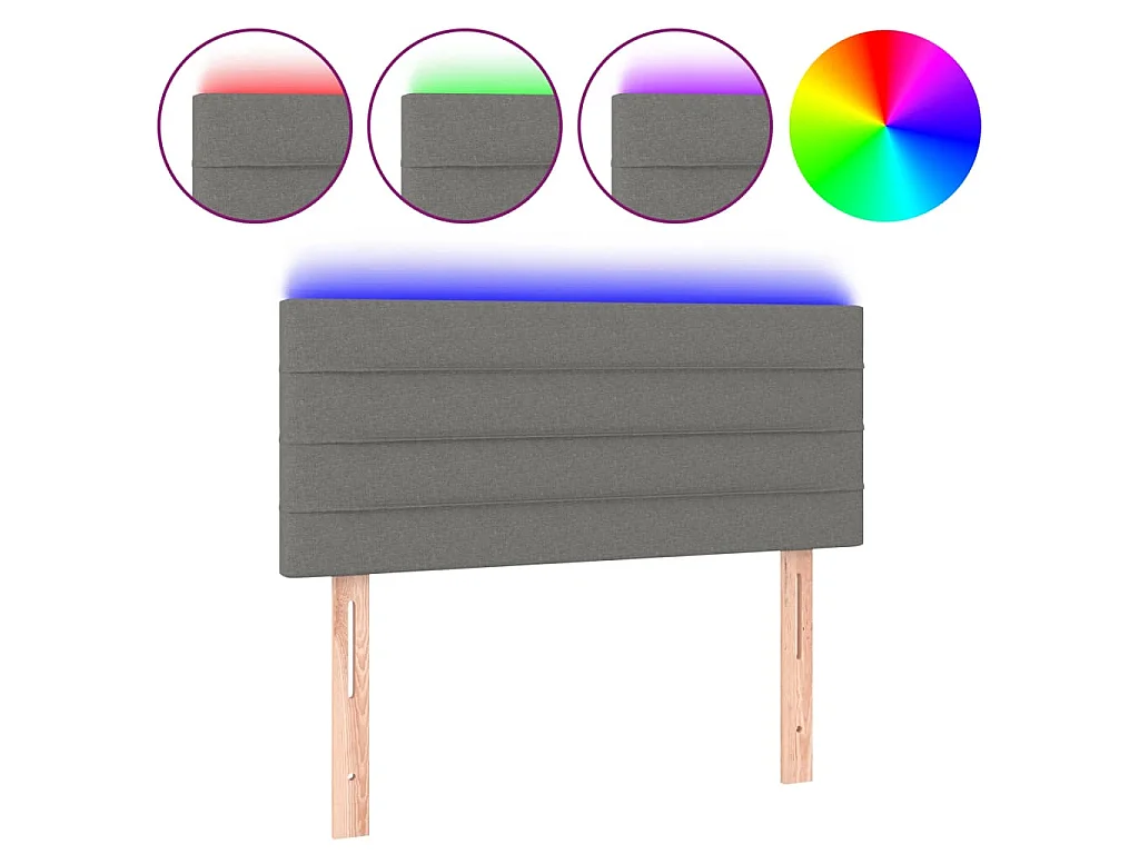 Hoofdbord LED 100x5x78/88 cm stof donkergrijs