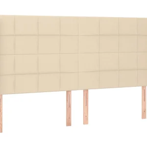 Hoofdbord met randen 163x16x118/128 cm stof crèmekleurig Hoofdbord met randen 163x16x118/128 cm stof crèmekleurig