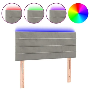 Hoofdbord LED 90x5x78/88 cm fluweel lichtgrijs