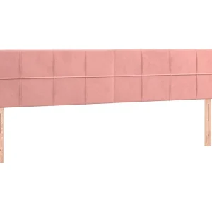 Hoofdbord met randen 163x16x78/88 cm fluweel roze