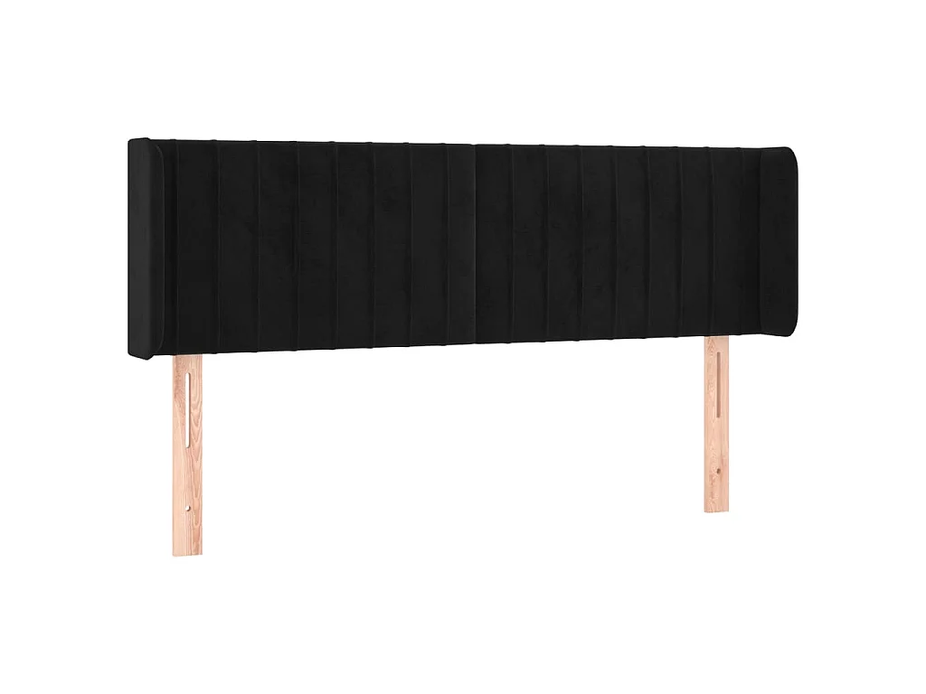 Hoofdbord met randen 147x16x78/88 cm fluweel zwart