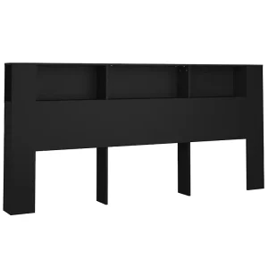 Hoofdbordkast 220×18,5×104,5 cm zwart
