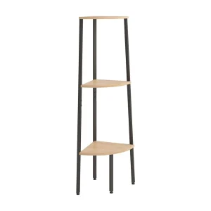 Hoekkastje met 3 schappen 45,5×31,5×120 cm lichtbruin en zwart