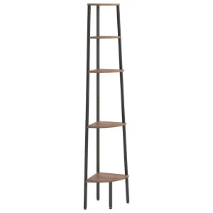 Hoekkastje met 5 schappen 45,5×31,5×180 cm donkerbruin en zwart