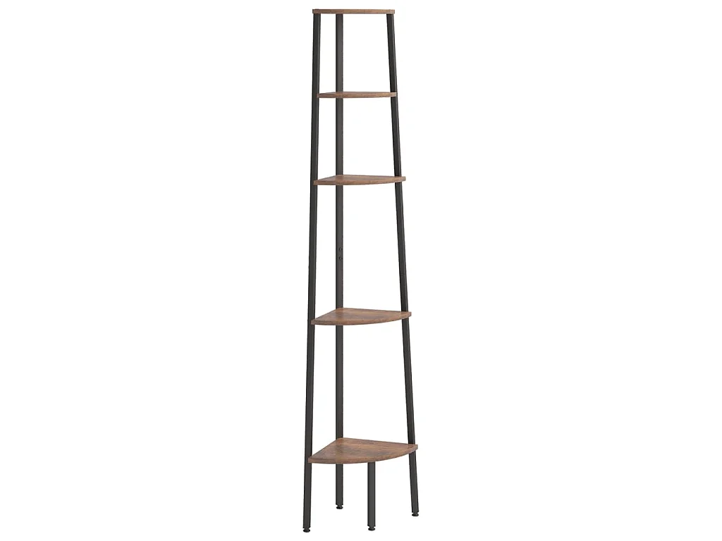 Hoekkastje met 5 schappen 45,5x31,5x180 cm donkerbruin en zwart