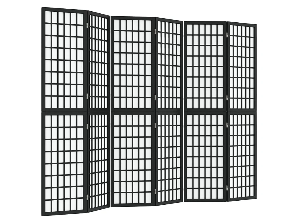 Kamerscherm inklapbaar 6 panelen Japanse stijl 240x170 cm zwart