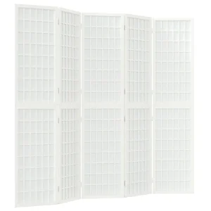 Kamerscherm inklapbaar 5 panelen Japanse stijl 200×170 cm wit Kamerscherm inklapbaar 5 panelen Japanse stijl 200×170 cm wit