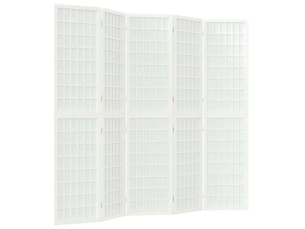 Kamerscherm inklapbaar 5 panelen Japanse stijl 200x170 cm wit