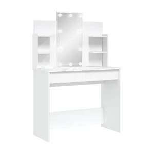 Kaptafel met LED-verlichting 96x40x142 cm wit