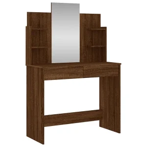 Kaptafel met spiegel 96x39x142 cm bruin eikenkleur Kaptafel met spiegel 96x39x142 cm bruin eikenkleur