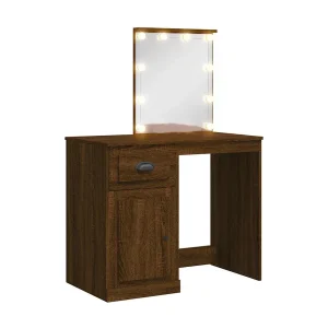 Kaptafel met LED-verlichting 90x42x132,5 cm bruin eikenkleur