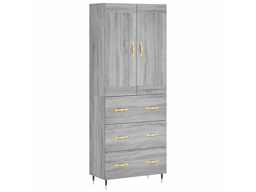 Hoge kast 69,5x34x180 cm bewerkt hout grijs sonoma eikenkleurig