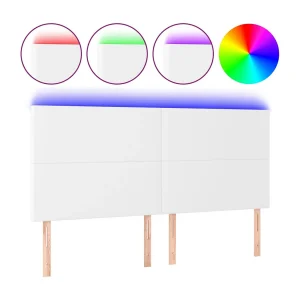 Hoofdbord LED 180x5x118/128 cm kunstleer wit