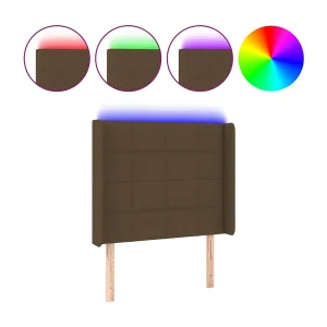 Hoofdbord LED 93x16x118/128 cm stof donkerbruin
