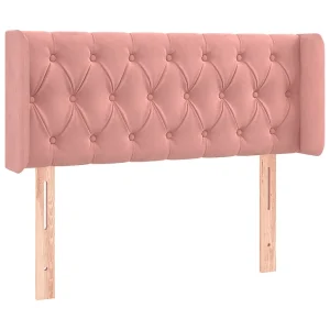 Hoofdbord met randen 93x16x78/88 cm fluweel roze