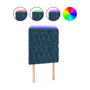 Hoofdbord LED 80x7x118/128 cm fluweel donkerblauw