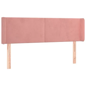Hoofdbord met randen 147x16x78/88 cm fluweel roze