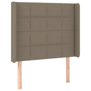 Hoofdbord met randen 83x16x118/128 cm stof taupe