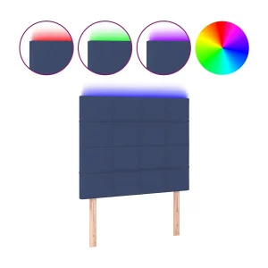Hoofdbord LED 90x5x118/128 cm stof blauw