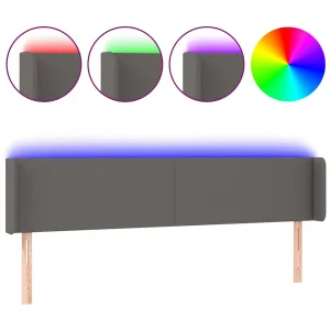 Hoofdbord LED 203x16x78/88 cm kunstleer grijs