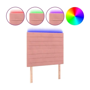 Hoofdbord LED 90x5x118/128 cm fluweel roze