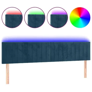 Hoofdbord LED 180x5x78/88 cm fluweel donkerblauw