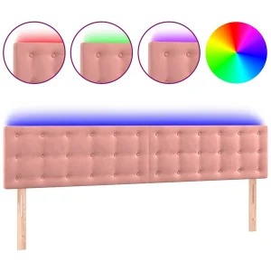 Hoofdbord LED 200x5x78/88 cm fluweel roze