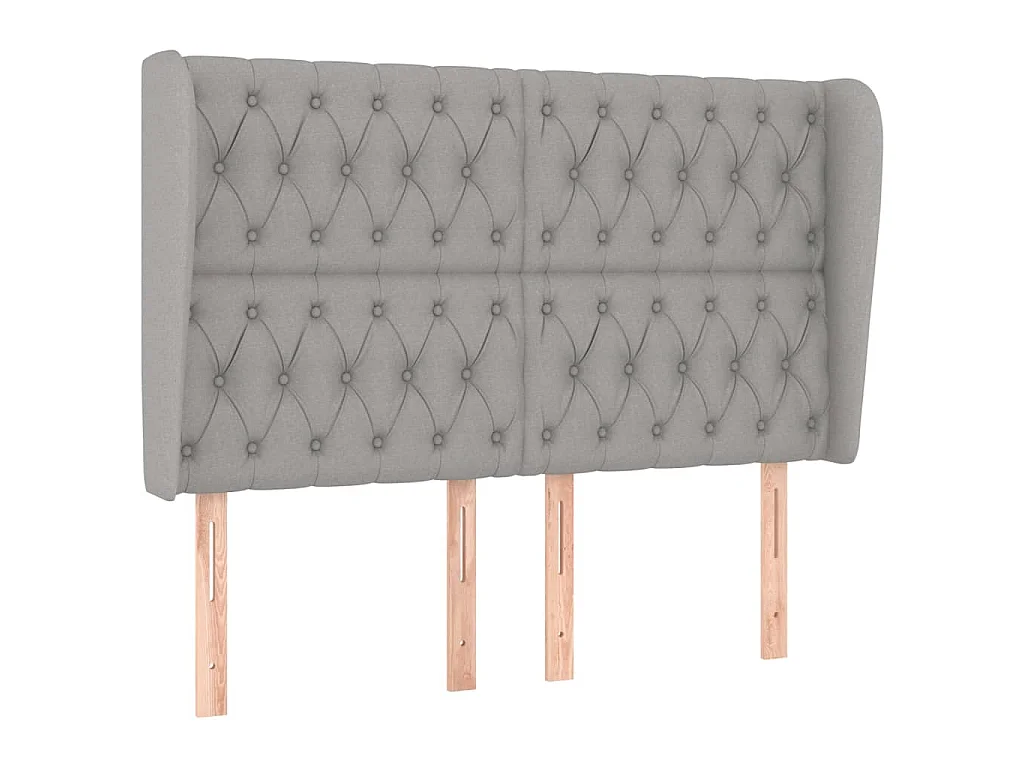 Hoofdbord met randen 163x23x118/128 cm stof lichtgrijs