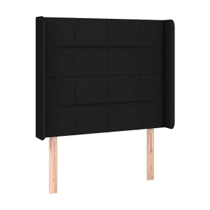 Hoofdbord met randen 93x16x118/128 cm stof zwart Hoofdbord met randen 93x16x118/128 cm stof zwart