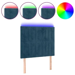 Hoofdbord LED 90x5x118/128 cm fluweel donkerblauw