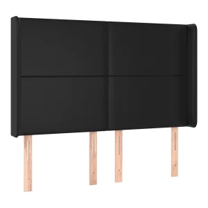 Hoofdbord met randen 147x16x118/128 cm kunstleer zwart