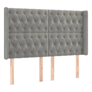 Hoofdbord met randen 163x16x118/128 cm fluweel lichtgrijs Hoofdbord met randen 163x16x118/128 cm fluweel lichtgrijs
