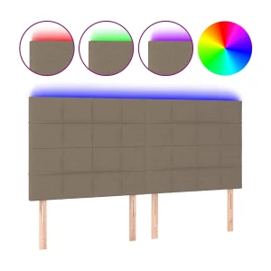 Hoofdbord LED 200x5x118/128 cm stof taupe
