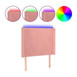 Hoofdbord LED 93x16x118/128 cm fluweel roze