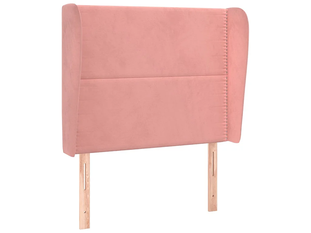 Hoofdbord met randen 83x23x118/128 cm fluweel roze