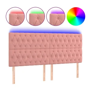 Hoofdbord LED 200x7x118/128 cm fluweel roze