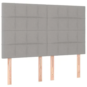 Hoofdbord lichtgrijs 144x5x118/128 cm stof