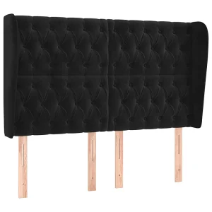 Hoofdbord met randen 147x23x118/128 cm fluweel zwart Hoofdbord met randen 147x23x118/128 cm fluweel zwart