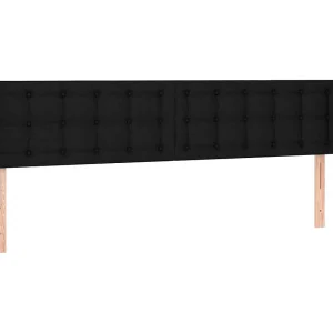 Hoofdbord met randen 183x23x78/88 cm stof zwart Hoofdbord met randen 183x23x78/88 cm stof zwart