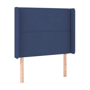 Hoofdbord met randen 93x16x118/128 cm stof blauw Hoofdbord met randen 93x16x118/128 cm stof blauw
