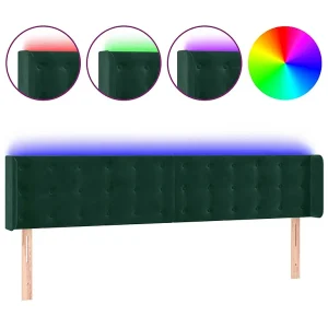 Hoofdbord LED 183x16x78/88 cm fluweel donkergroen