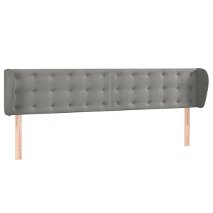 Hoofdbord met randen 183x23x78/88 cm fluweel lichtgrijs