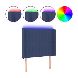 Hoofdbord LED 83x16x118/128 cm stof blauw