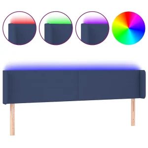 Hoofdbord LED 183x16x78/88 cm stof blauw